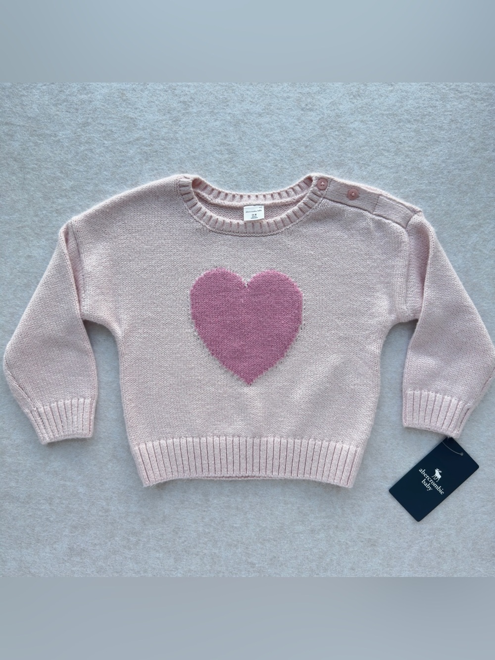 Abercrombie Baby Girls Heart Knit Sweater Chalk Pink Size 24M NWT NEW